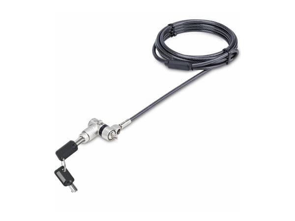StarTech.com UNIVK-LAPTOP-LOCK, 2 m, Kensington, 2 Avainta, Hiiliteräs, Muovi, Musta, Hopea