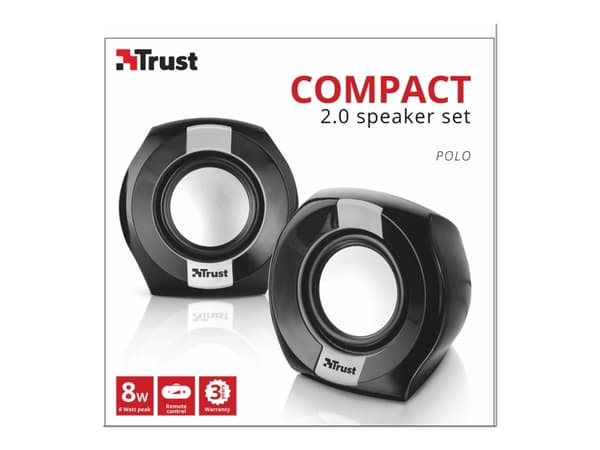 Trust Polo, 2.0 channels, 4 W, Universal, Black, 8 W, Acrylonitrile butadiene styrene (ABS)