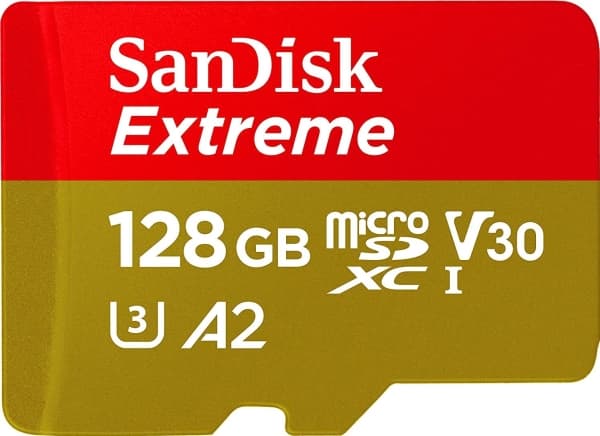 SanDisk Extreme - Flashminnekort (microSDXC til SD-adapter inkludert) - 128 GB - A2 / Video Class V30 / UHS-I U3 / Class10 - microSDXC UHS-I