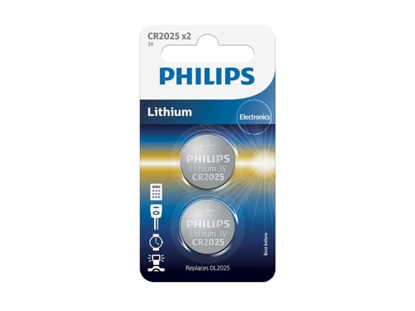 Philips Minicells Akku CR2025P2/01B, Kertakäyttöinen akku, Litium, 3 V, 2 kpl, 150 mAh, 3 vuosi/vuosia
