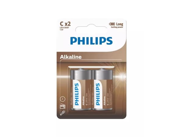 PHILIPS batteri tech alkaline C 2-pakning - 2110057