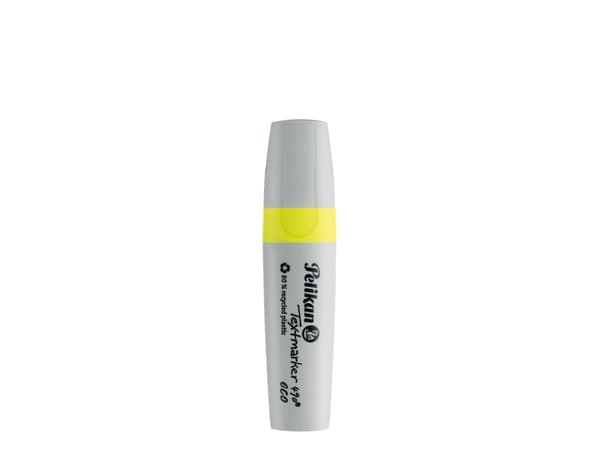 Pelikan Textmarker 490 eco, 1 stykker, Gult, Meisel tupp, Resirkulert plast, Fet/fin/middels, 1 mm