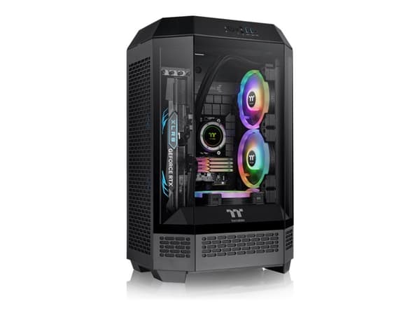 Thermaltake The Tower 300 - Mikrotårn - mini ITX / micro ATX - sidepanel med vindu (herdet glass) - ingen strømforsyning - svart - USB/lyd