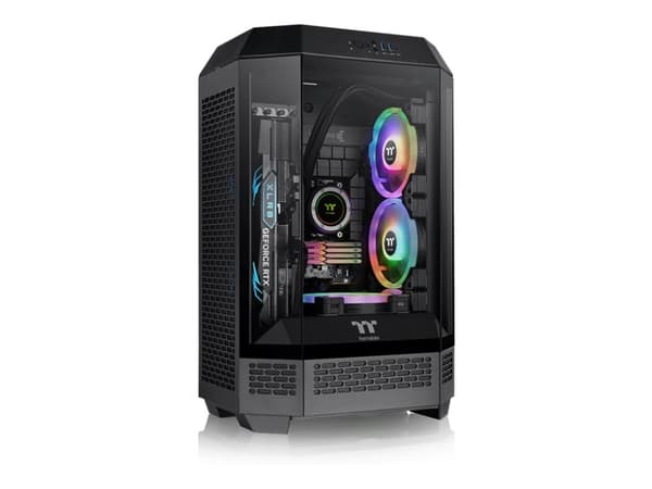 Thermaltake The Tower 300 - Mikrotårn - mini ITX / micro ATX - sidepanel med vindu (herdet glass) - ingen strømforsyning - svart - USB/lyd