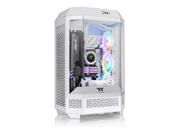 Thermaltake The Tower 300 Snow - Microtower - mini ITX / micro ATX - genomskinlig sidopanel (härdat glas) - ingen strömförsörjning - snö - USB/ljud