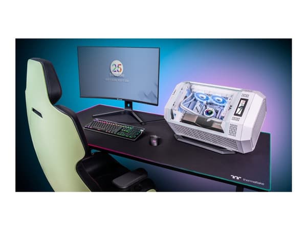 Thermaltake The Tower 300 Snow - Microtower - mini ITX / micro ATX - genomskinlig sidopanel (härdat glas) - ingen strömförsörjning - snö - USB/ljud