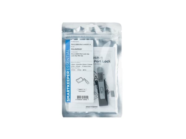 Smartkeeper MUL04PKGY, Portblockerare + nyckel, Micro USB Type-B, Grå, Plast, 1 styck, Polypåse