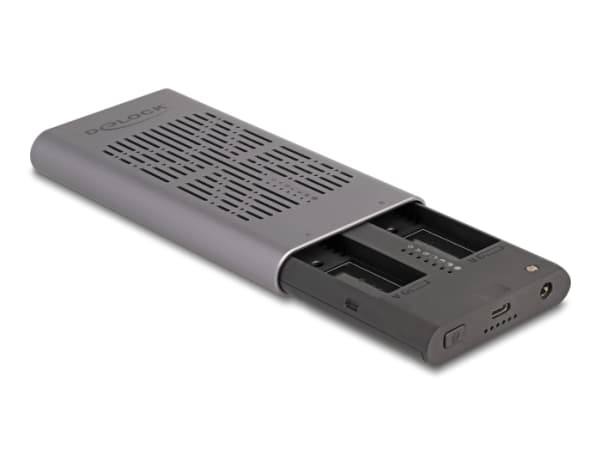 Delock - Drevkabinett - 20 Gbps, clone function - M.2 - M.2 NVMe Card - USB-C - grå