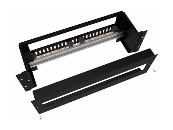 Lanview by Logon - Teline DIN-kiskopaneeli - kabinetmonterbar - lajittelu, RAL 9005 - 3U - 19"