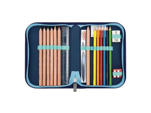 Herlitz SoftLight Plus Greenline Blue Ice, Lunchboks, Pennal, Pencil pouch, Skolesekk, Sportsbag, Jente, Barneskole, Ryggsekk, 18 l, Forlomme, Sidelo