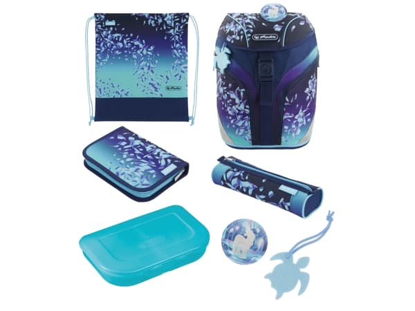 Herlitz SoftLight Plus Greenline Blue Ice, Lunchboks, Pennal, Pencil pouch, Skolesekk, Sportsbag, Jente, Barneskole, Ryggsekk, 18 l, Forlomme, Sidelo