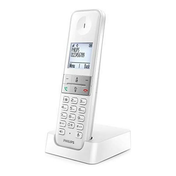 Philips D4701W/34 Langaton Puhelin - Valkoinen Musta, Laadukas ja Käytännöllinen Kotipuhelin Sujuvaan Kommunikointiin Kotona.