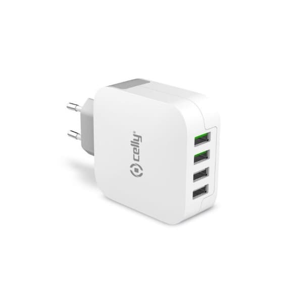 Batterioplader Celly TC4USBTURBO Hvid