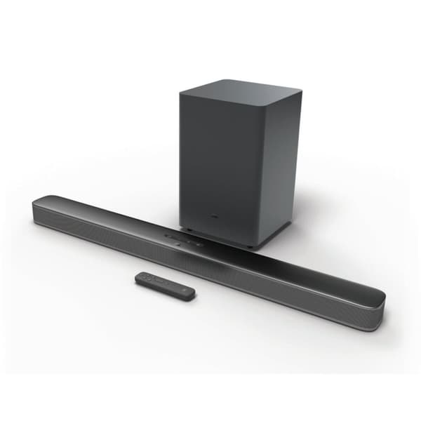 Lydbar JBL BAR 2.1 - Kraftfuldt lydsystem til hjemmebiograf med trådløs subwoofer. Oplev biolyd i din egen sofa.