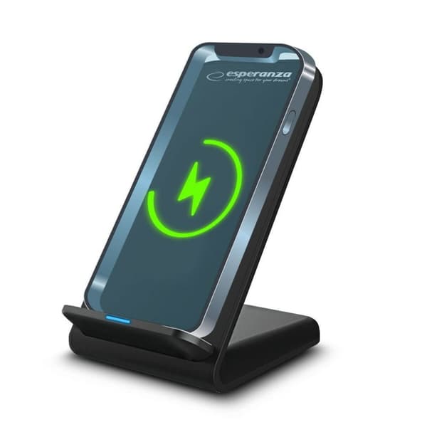 Trådløs oplader med mobilholder - Esperanza EZC101 i Sort Farve