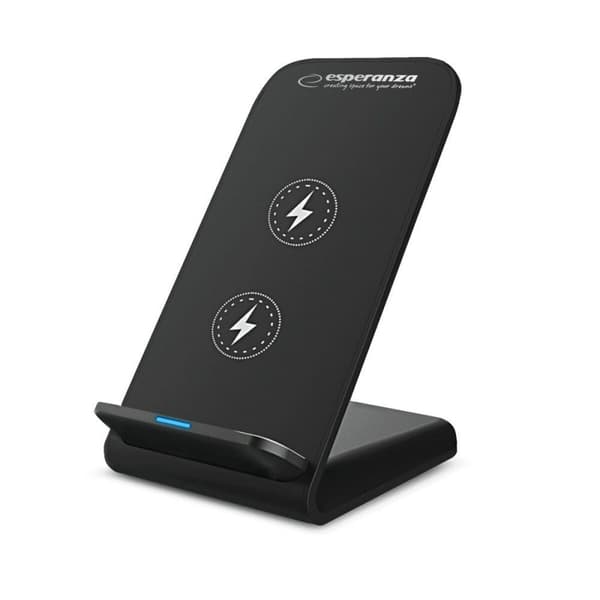 Trådløs oplader med mobilholder - Esperanza EZC101 i Sort Farve