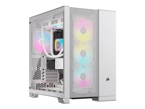 CORSAIR 6500D AIRFLOW - Mid tower - ATX - genomskinlig sidopanel (härdat glas) - ingen strömförsörjning (ATX) - vit - USB/ljud