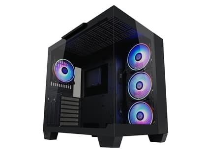 LC Power 809B Dark Storm_X - Midi-tårn - utvidet ATX (E-ATX) - sidepanel med vindu (herdet glass) - ingen strømforsyning (ATX) - svart - USB/lyd