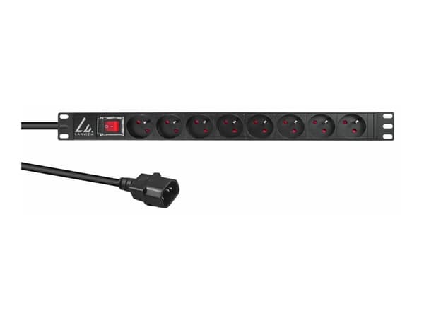 Lanview LVR-2MSCH-SW-C13-8, Basic, 1U, Single-phase, Horizontal, Black, 8 AC outlet(s)
