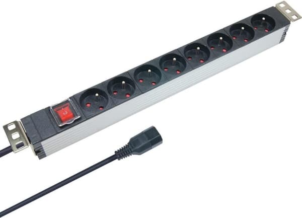 Lanview LVR-2MSCH-SW-C13-8, Basic, 1U, Single-phase, Horizontal, Black, 8 AC outlet(s)