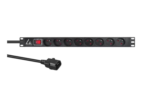 Lanview LVR-2MSCH-SW-C13-8, Basic, 1U, Single-phase, Horizontal, Black, 8 AC outlet(s)