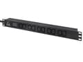Miniatyrbilde 4 av 5: Lanview - Strømfordelingslist (kan monteres i rack) - 16A, AMP meter - AC 230 V - enkeltfase - inngang: IEC 60309 - utgangskontakter: 10 (10 x IEC 60