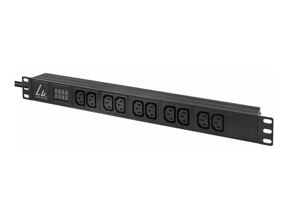 Lanview - Strømfordelingslist (kan monteres i rack) - 16A, AMP meter - AC 230 V - enkeltfase - inngang: IEC 60309 - utgangskontakter: 10 (10 x IEC 60 Sort
