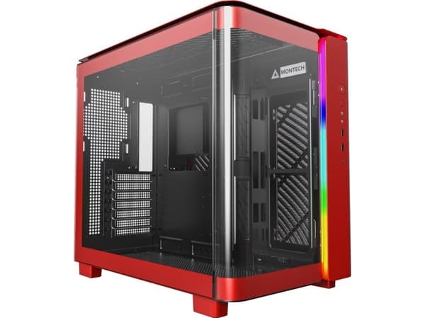 Montech KING 95 Midi-Tower, Tempered Glass, ARGB - red Punainen