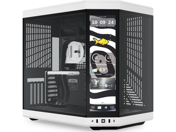 HYTE Y70 Touch - Mid tower - utökad ATX - genomskinlig sidopanel (glas) - ingen strömförsörjning (ATX) - vit - USB/ljud