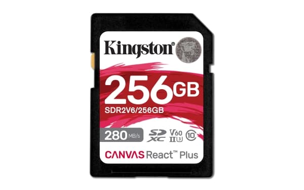 Kingston Canvas React Plus - Flash-minneskort - 256 GB - Video Class V60 / UHS-II U3 / Class10 - SDXC UHS-II