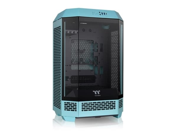 Thermaltake The Tower 300 - Mikrotårn - mini ITX / micro ATX - sidepanel med vindu (herdet glass) - ingen strømforsyning (PS/2) - turkis - USB/lyd