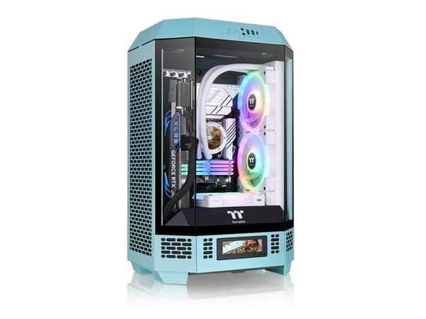 Thermaltake The Tower 300 - Mikrotårn - mini ITX / micro ATX - sidepanel med vindu (herdet glass) - ingen strømforsyning (PS/2) - turkis - USB/lyd
