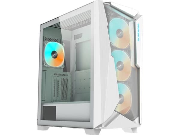 Gigabyte C301 Glass V2 - Mid tower - utökad ATX - genomskinlig sidopanel (härdat glas) - ingen strömförsörjning (ATX) - vit - USB/ljud