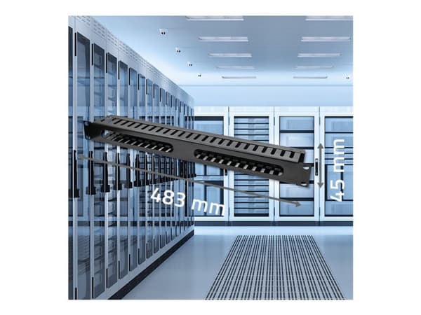 Organizer Qoltec Stalowy organizer kabli do szaf RACK 19" 24 porty 1U - czarny