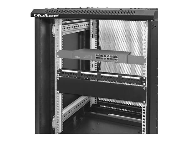 Qoltec - Rackblankningspanel - solid stål - svart - 2U - 19"