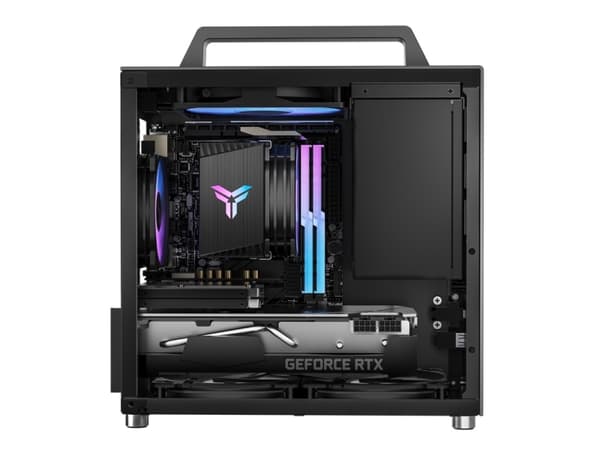 Jonsbo T8 PLUS, Mini Tower, PC, Svart, Mini-ITX, Gjuten aluminium, Stål, Härdat glas, Spela