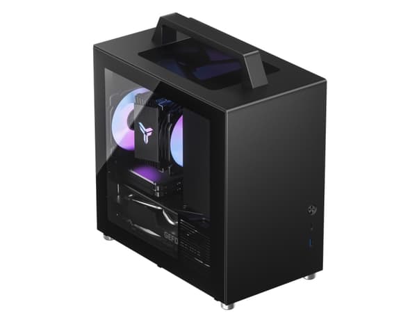 Jonsbo T8 PLUS, Mini Tower, PC, Svart, Mini-ITX, Gjuten aluminium, Stål, Härdat glas, Spela