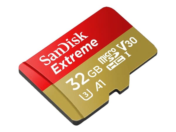 SanDisk Extreme - Flashminnekort (microSDHC til SD-adapter inkludert) - 32 GB - A1 / Video Class V30 / UHS-I U3 - microSDHC UHS-I