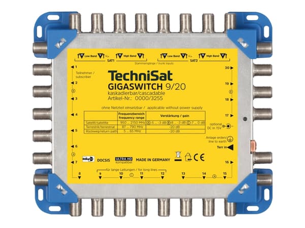 TechniSat GigaSwitch 9/20, 9 innganger, 20 utganger, 950 - 2150 MHz, 5 - 790 MHz, 25 dB, 230 V