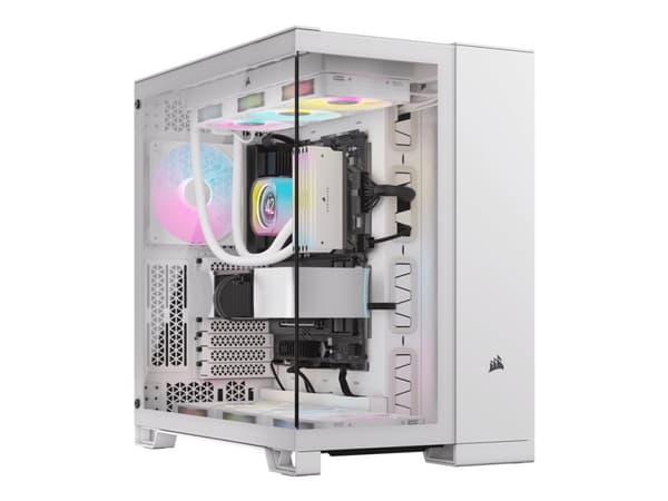 CORSAIR 6500X - Mid tower - utökad ATX - genomskinlig sidopanel (härdat glas) - ingen strömförsörjning (ATX) - vit - USB/ljud Vit
