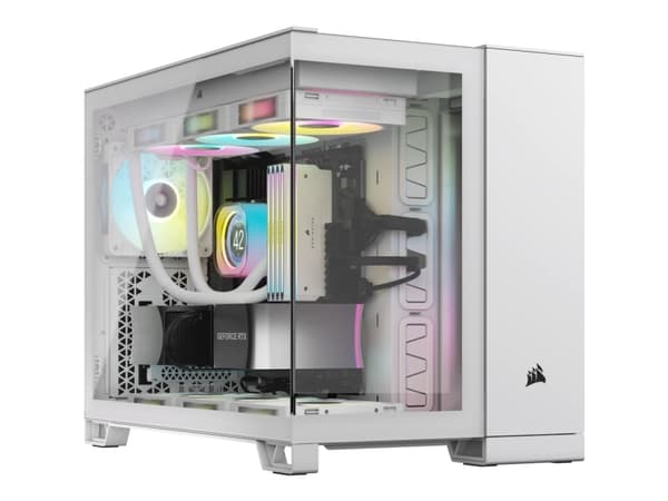 CORSAIR 2500X - Mid tower - micro ATX - genomskinlig sidopanel (härdat glas) - ingen strömförsörjning (ATX) - vit - USB/ljud