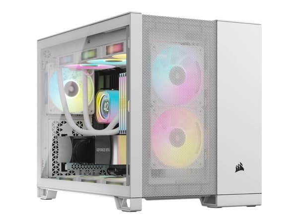 CORSAIR 2500D AIRFLOW - Mid tower - micro ATX - genomskinlig sidopanel (härdat glas) - ingen strömförsörjning (ATX) - vit - USB/ljud Vit
