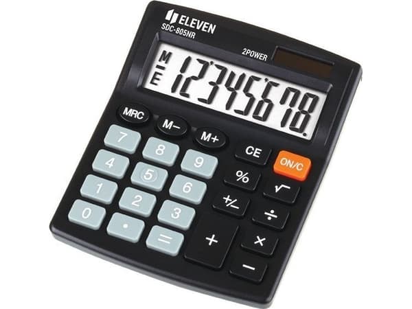 Eleven Eleven Calculator SDC805NR kalkulator, svart, stasjonær, 8 plasser, dobbel strømforsyning