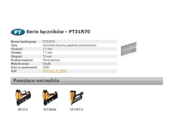 Spik Bostitch; 3,1x70 mm; 33°; 2200; st
