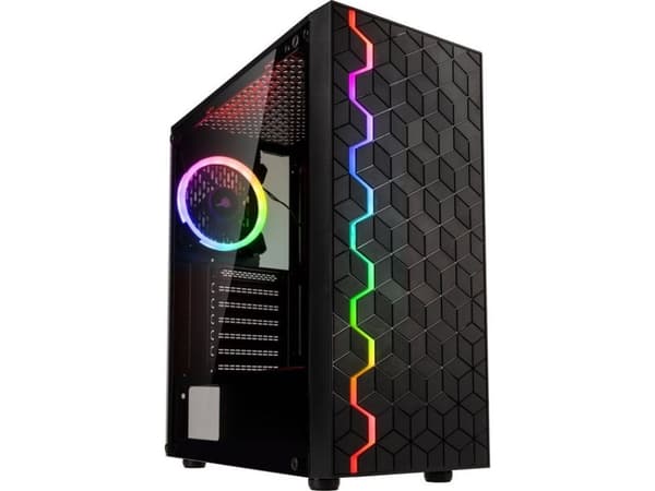 Kolink INSPIRE K8, Midi Tower, Server, Svart, ATX, micro ATX, Mini-ITX, Plast, Stål, Härdat glas, Blå, Grön, Röd Svart