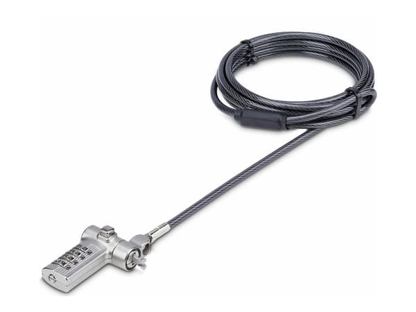 StarTech.com Universal Laptop Lock 6.6ft (2m), säkerhetskabel för bärbar dator kompatibel med Noble Wedge/Nano/K-Slot; nyckellös kombinationslåsnings