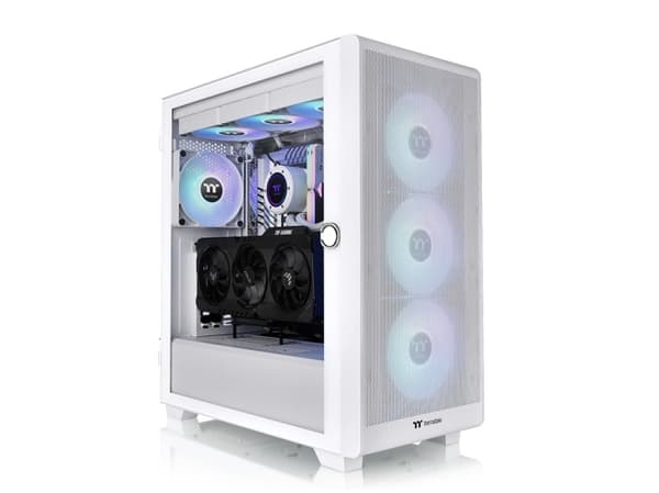 Thermaltake S Series S250 TG ARGB Snow - Mid tower - utökad ATX - genomskinlig sidopanel (härdat glas) - ingen strömförsörjning (ATX) - vit - USB/lju