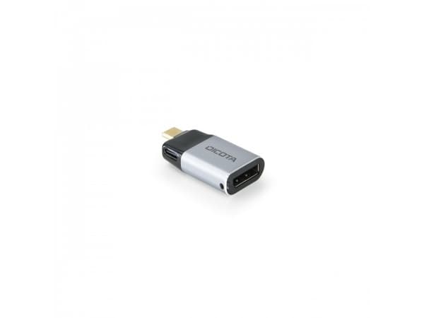 DICOTA - Video adapter - 24 pin USB-C (hann) til DisplayPort (hunn) - USB Power Delivery (100 W) - sølv
