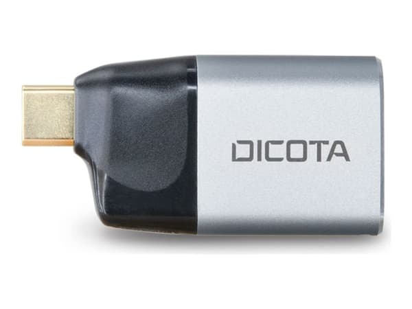 DICOTA - Video adapter - 24 pin USB-C (hann) til DisplayPort (hunn) - USB Power Delivery (100 W) - sølv Sort, Sølv