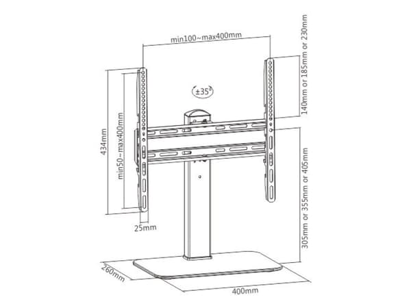 Techly ICA-LCD 323M, Frittstående, 40 kg, 81,3 cm (32"), 139,7 cm (55"), 400 x 400 mm, Sort